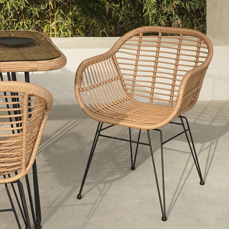 Kids Outdoor Dining Table - MOMO Ins Rattan Outdoor Balcony Iron