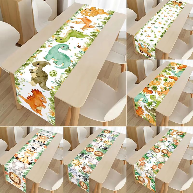 Kids Outdoor Dining Table - VIKAMA Kids Table Runner Dinosaur Wild