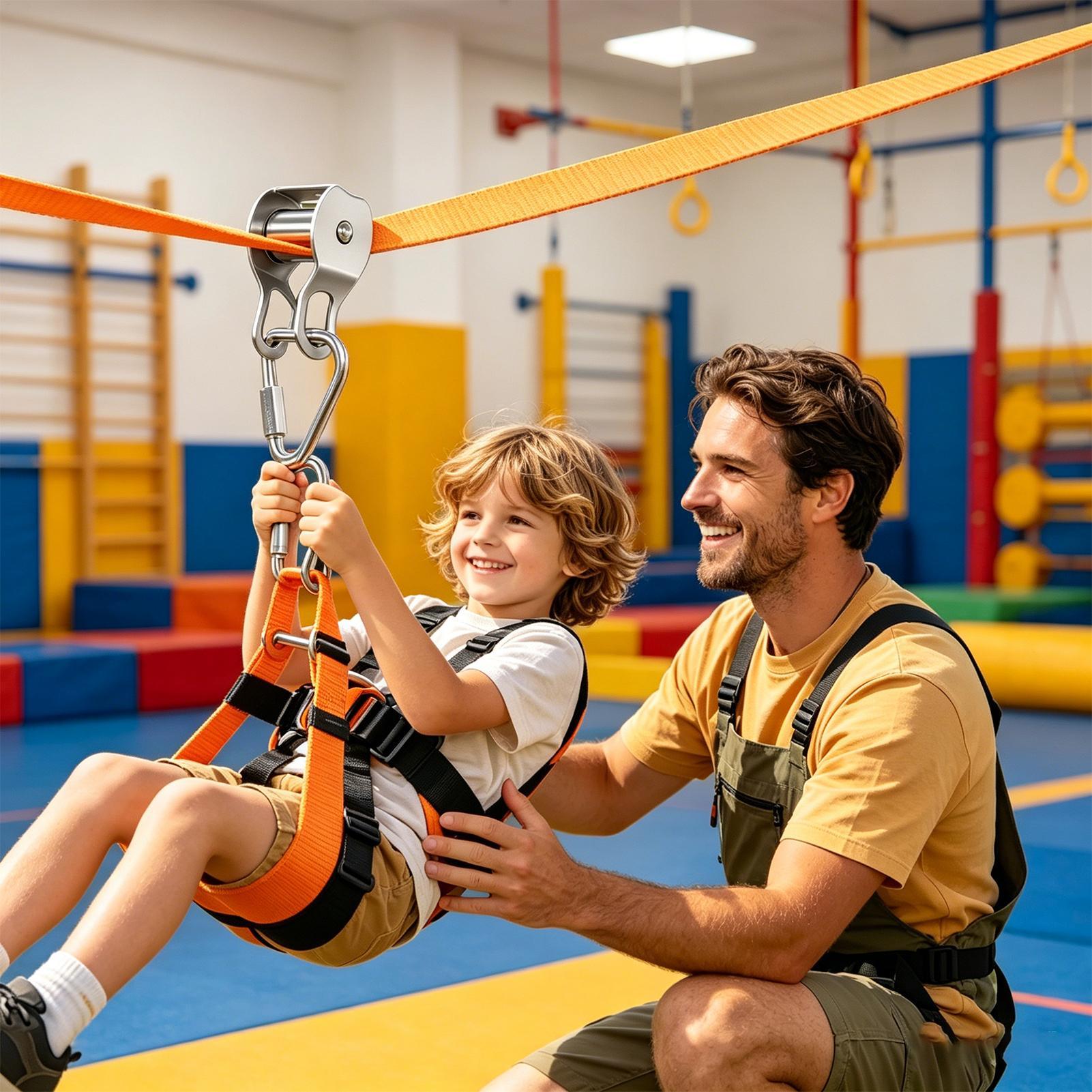 Kids Outdoor Play Yard - Zip Line for Kids Balance Fun