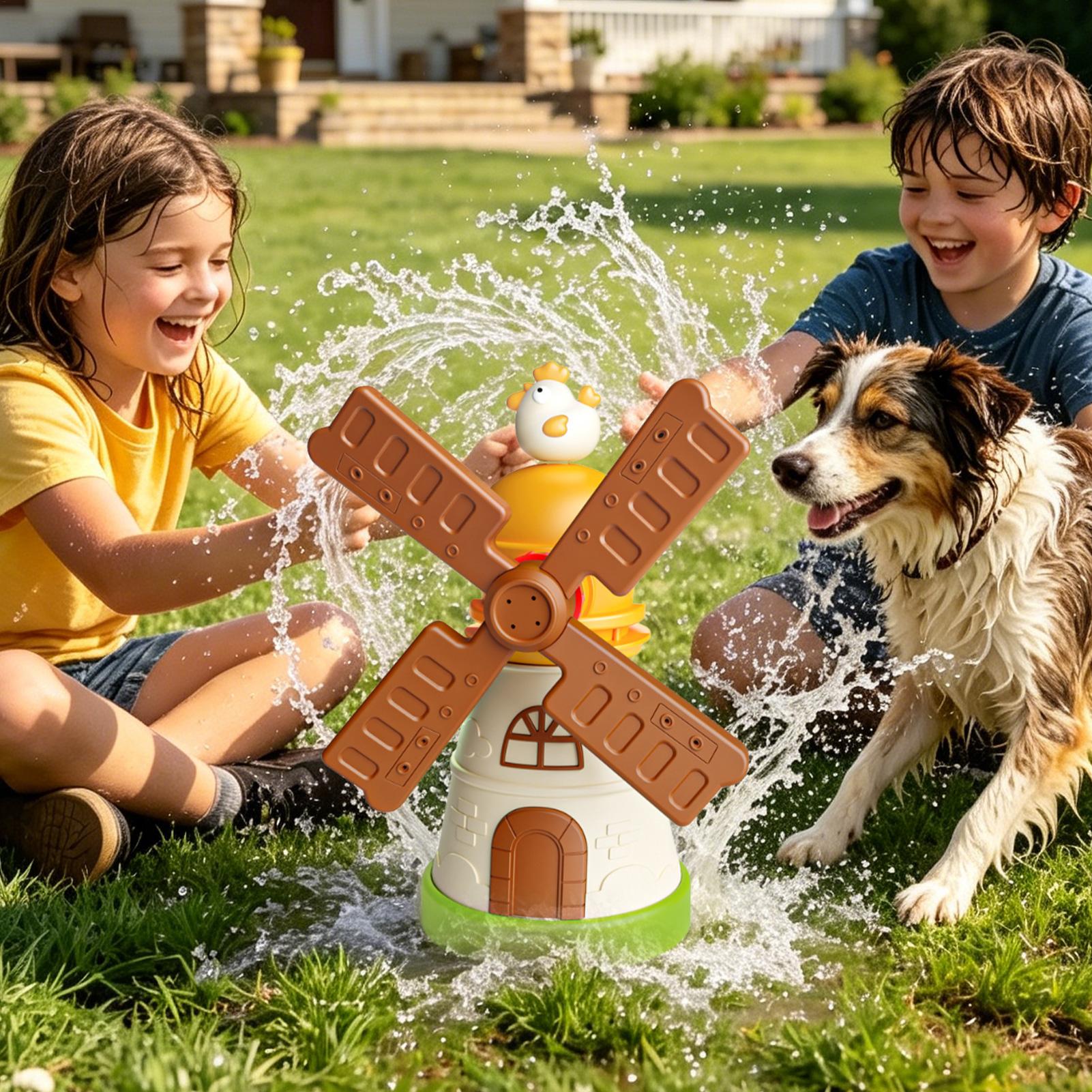 Kids Outdoor Play Yard - Kids Windmill Sprinkler Rotating Splashing Water