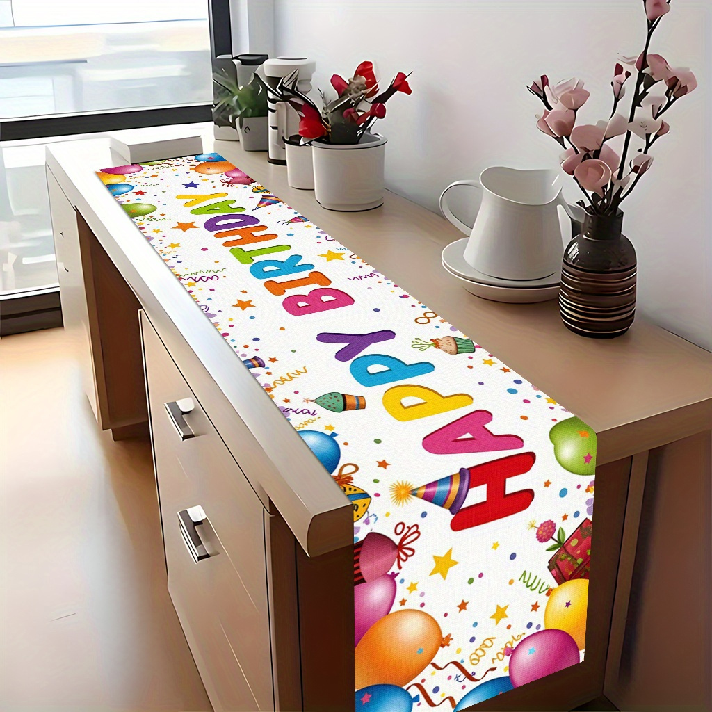 Kids Outdoor Dining Table - Birthday Celebration Poster Table Runner -