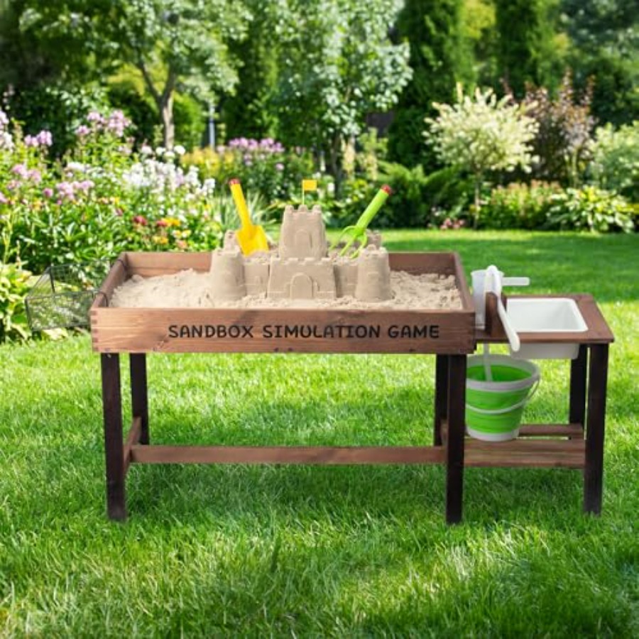Kids Outdoor Sensory Table - Outdoor wooden sand table for kids