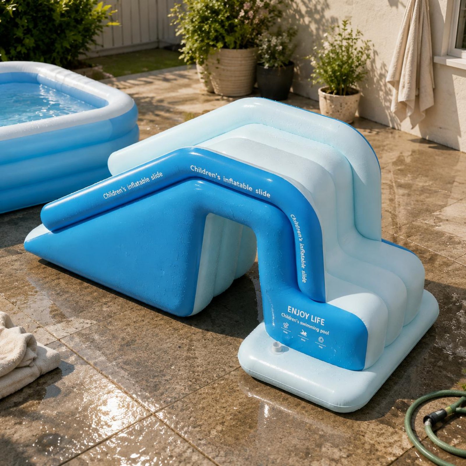 Inflatable Pool Slide Foldable - Kids Outdoor Water Toys recension och pris