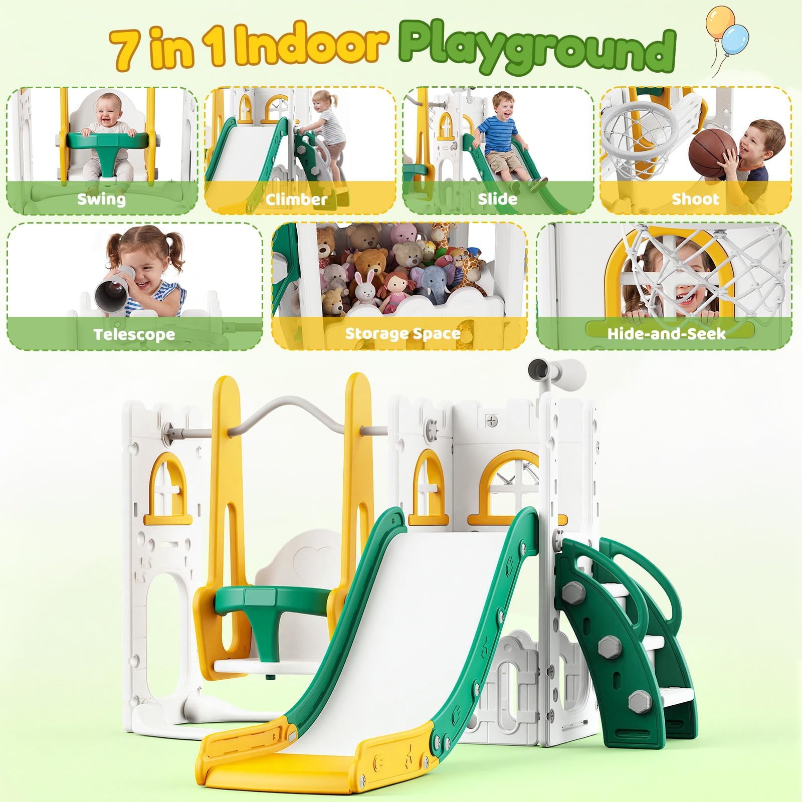 7 in 1 Toddler Slide And Swing - Kids Outdoor Slide Set recension och pris
