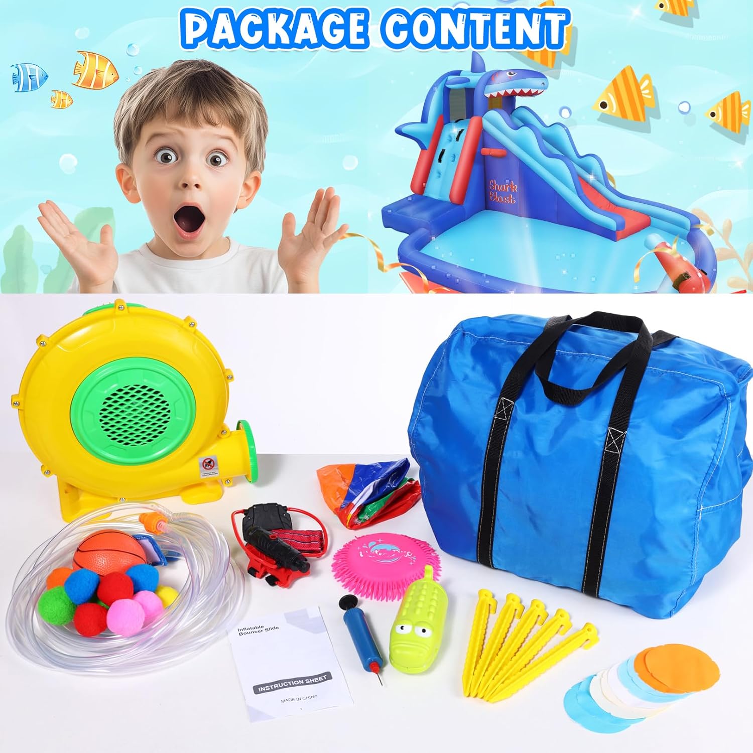 Shark-Themed Inflatable Water  - Kids Outdoor Climbing Wall recension och pris