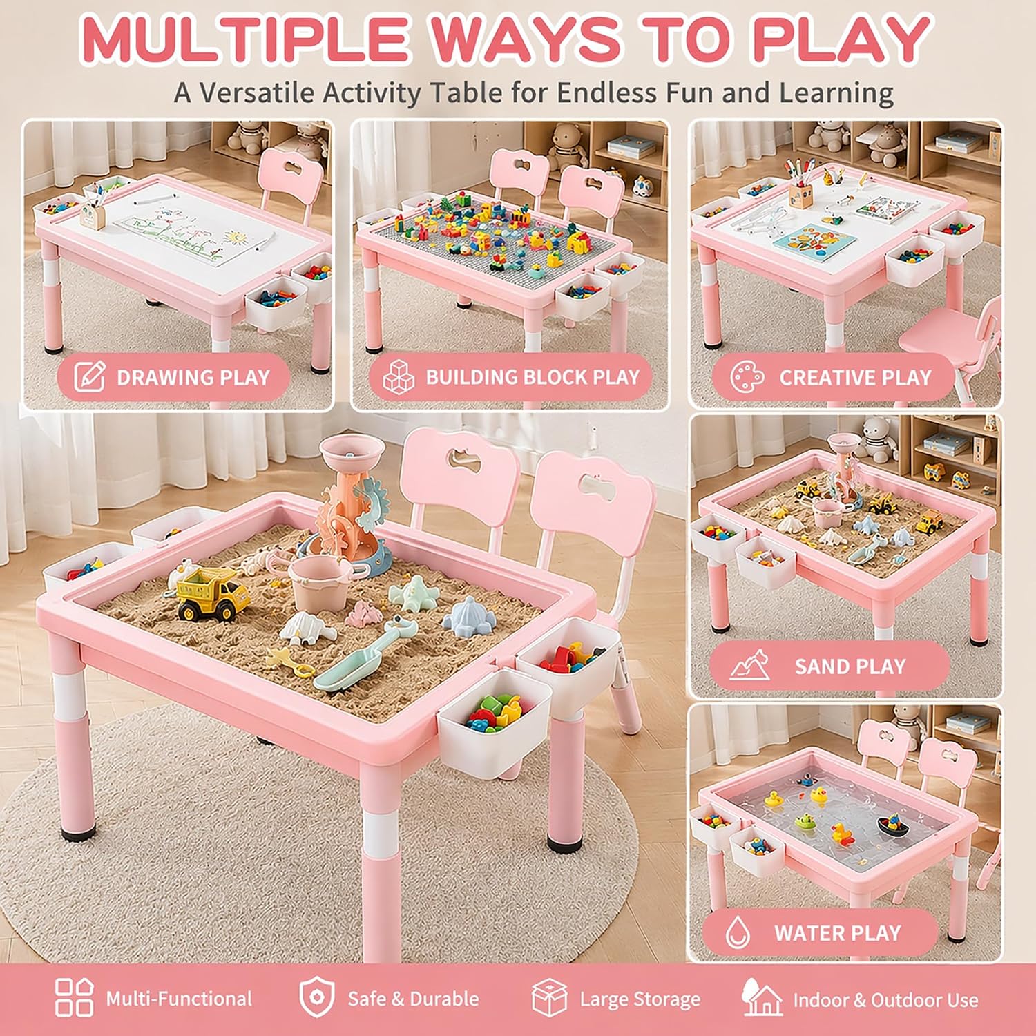 Kids Activity Table with Stora - Kids Outdoor Sensory Table recension och pris
