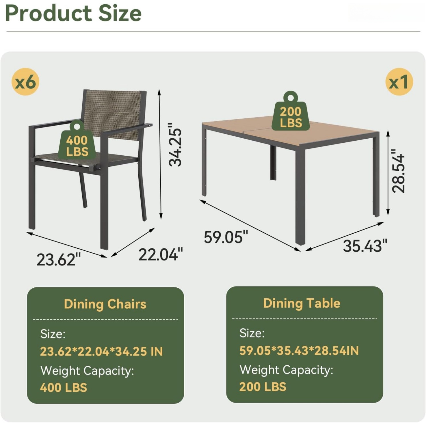 Aoxun 7 Piece Patio Dining Set - Kids Outdoor Dining Table recension och pris